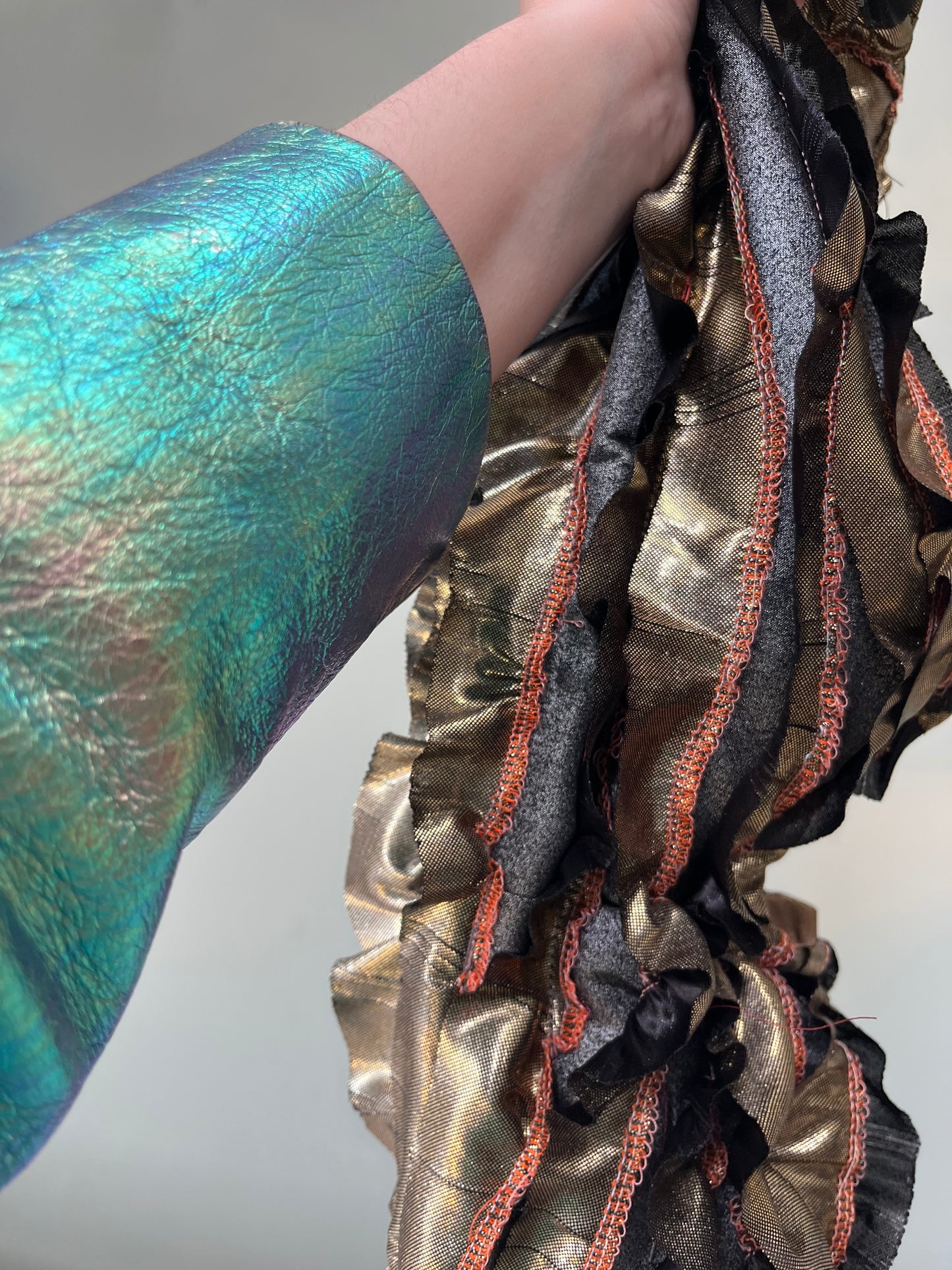 Zero: Golden jellyfish (dupioni silk/poly ruffle) — Deep Pressure Therapy | Cooling Compression Shark