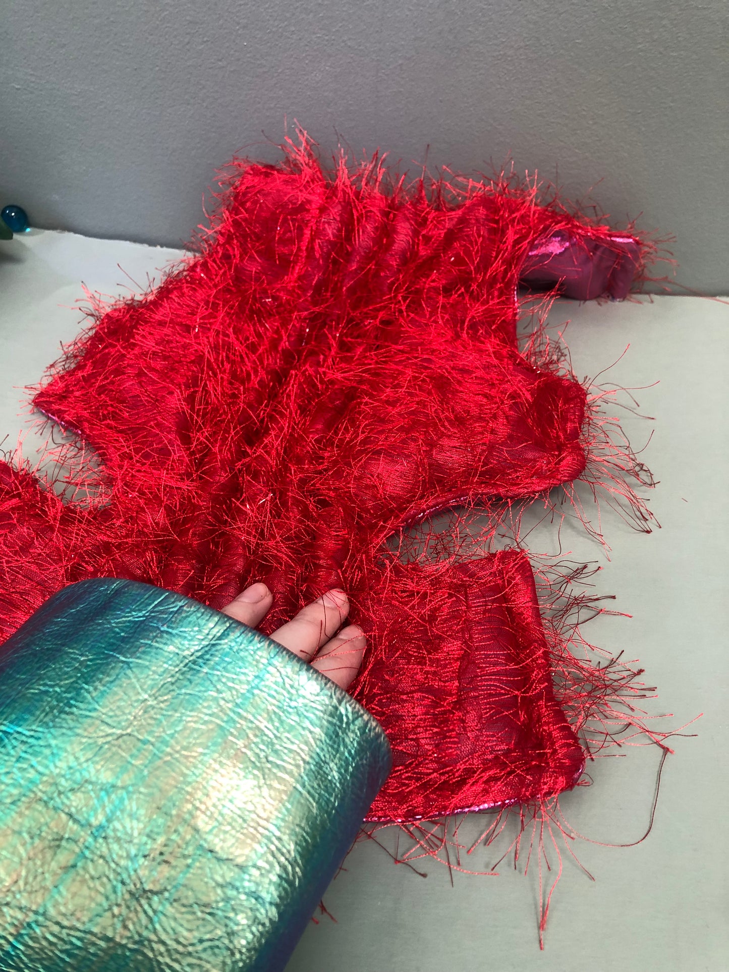 Zero left: Red flame scallop (FEATHERED silk/poly)— Deep Pressure Therapy | Cooling Compression Shark