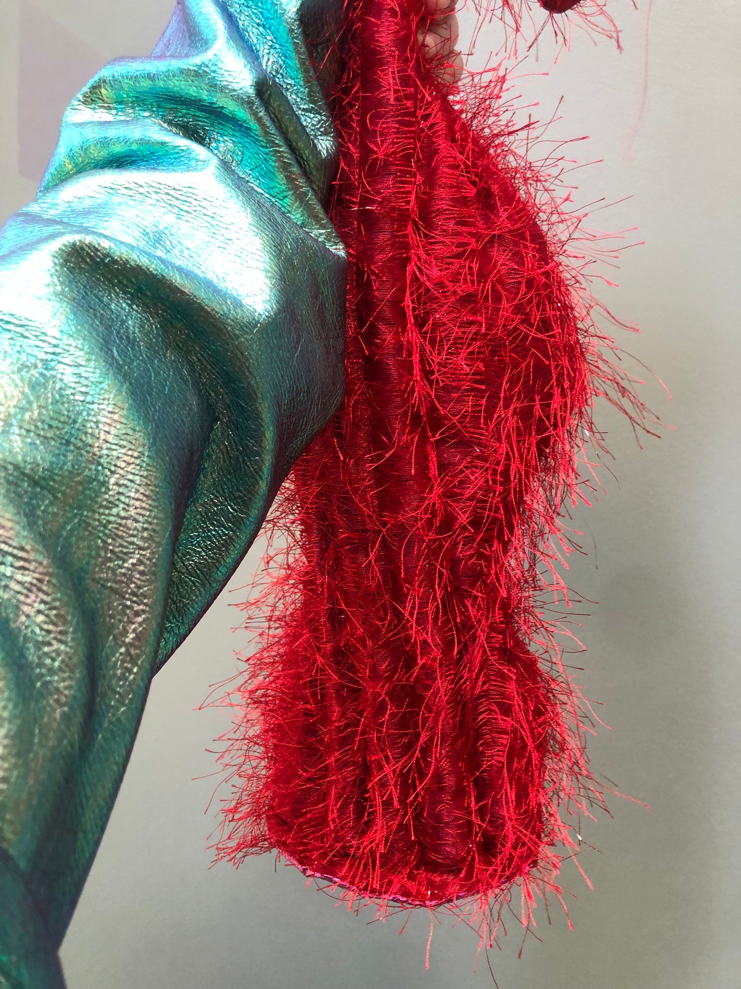 Zero left: Red flame scallop (FEATHERED silk/poly)— Deep Pressure Therapy | Cooling Compression Shark