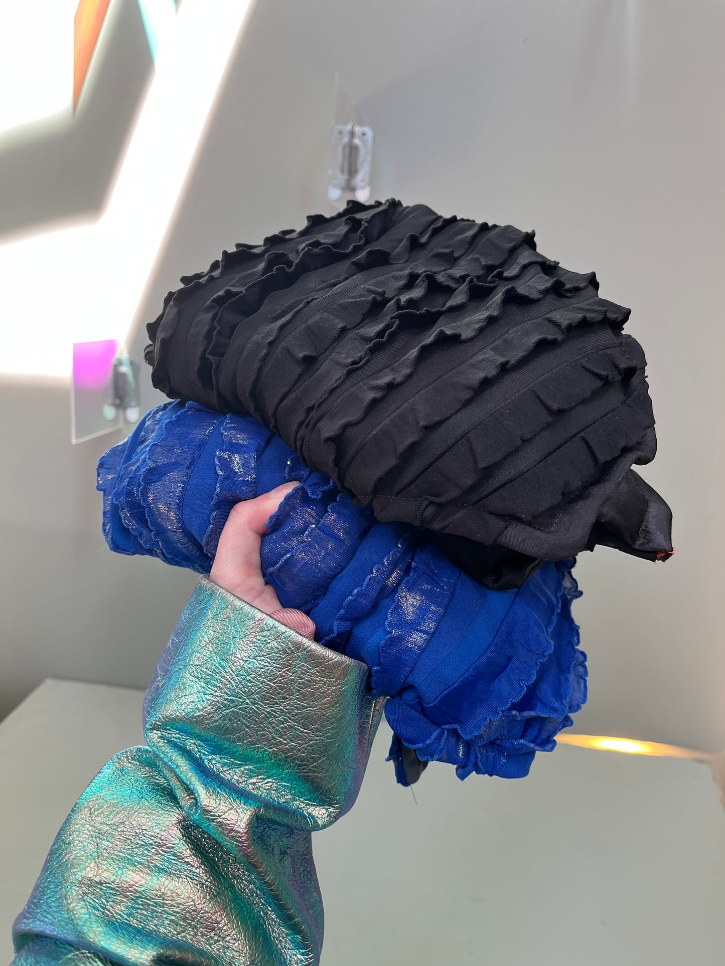 Zero left: Celebratory jelly, black (satin poly) — Deep Pressure Therapy | Cooling Compression Shark