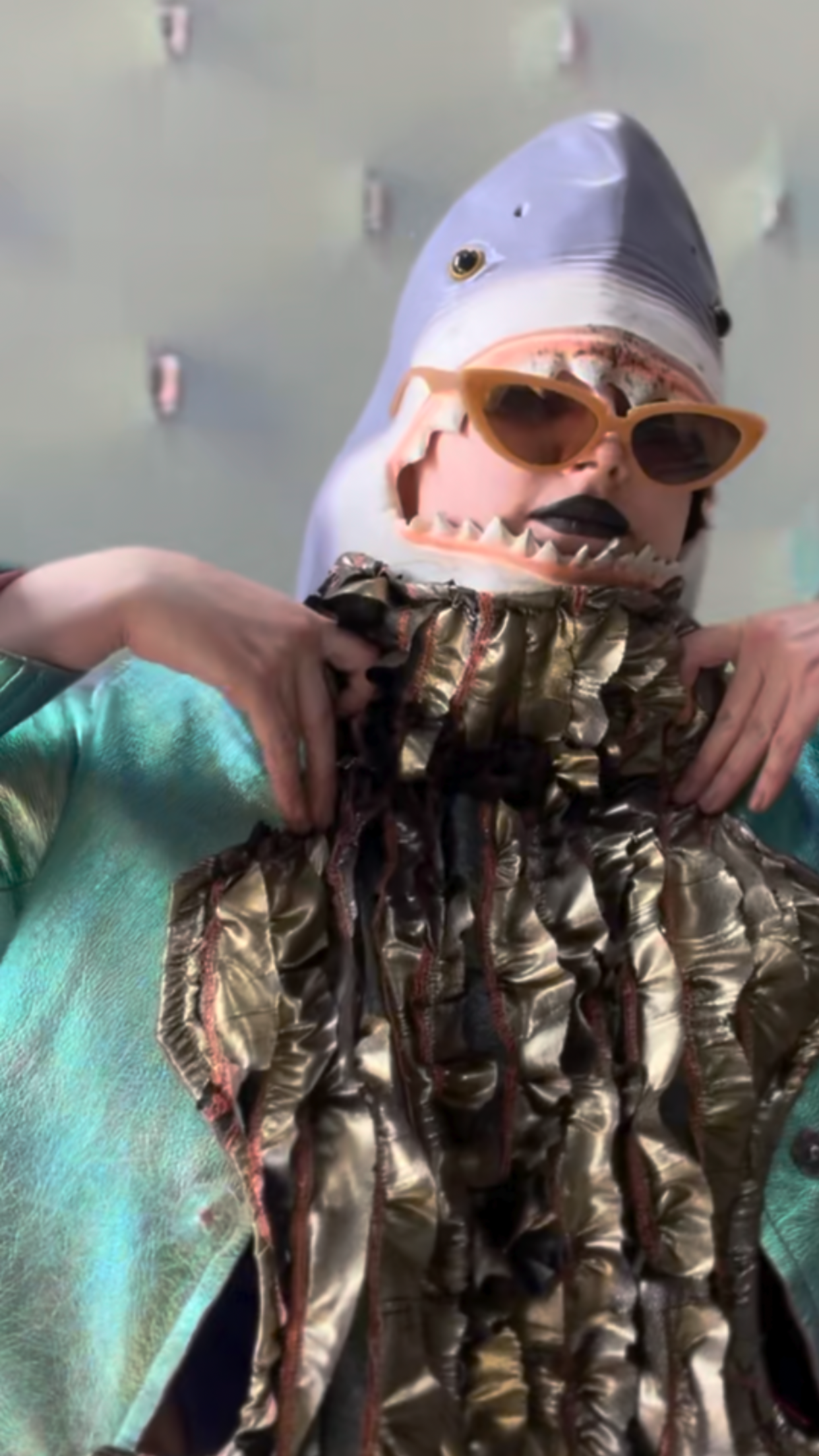 Zero: Golden jellyfish (dupioni silk/poly ruffle) — Deep Pressure Therapy | Cooling Compression Shark