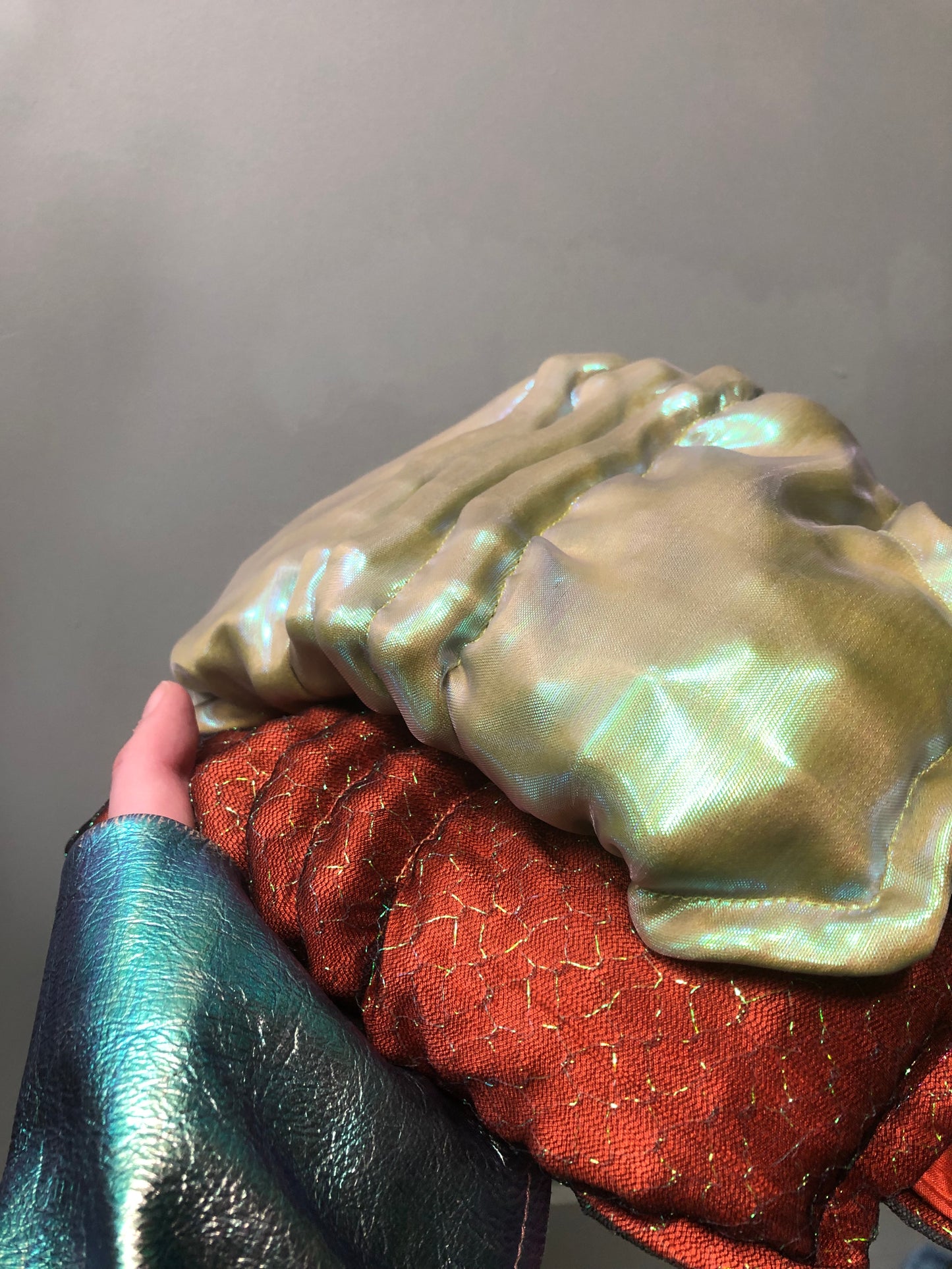 Zero left: Orange siren scale (metallic silk) — Deep Pressure Therapy | Cooling Compression Shark